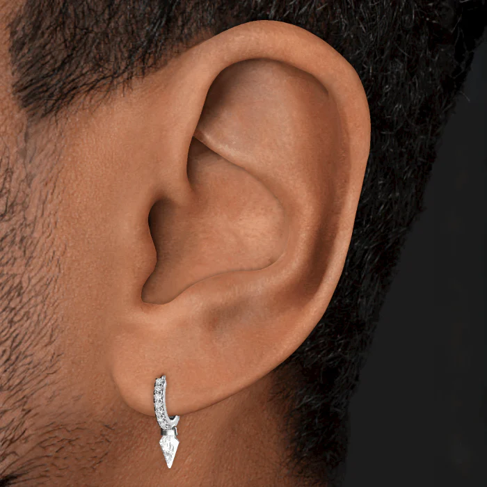 Silhouette Diamond Short Spike Eternity Hoop Earring - Image 7