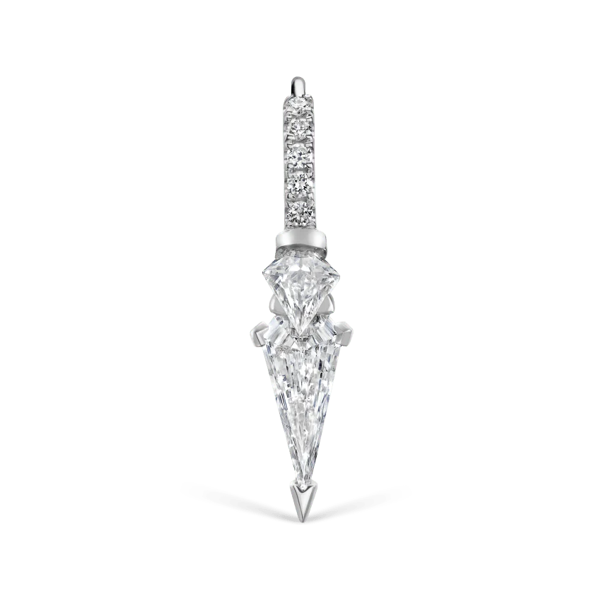 Silhouette Diamond Triple Long Spike Eternity Hoop Earring - Image 11