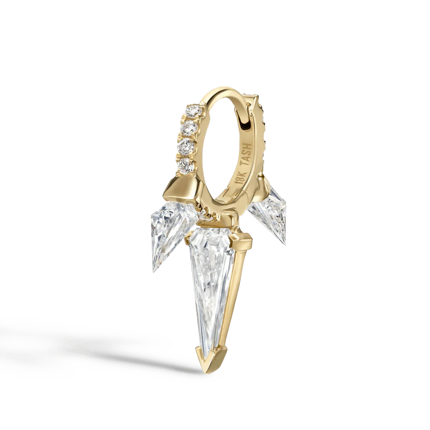 Silhouette Diamond Triple Long Spike Eternity Hoop Earring - Image 13