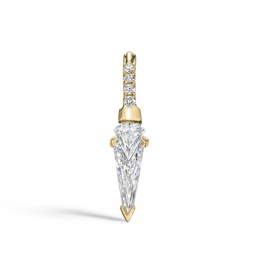 Silhouette Diamond Triple Long Spike Eternity Hoop Earring - Image 14