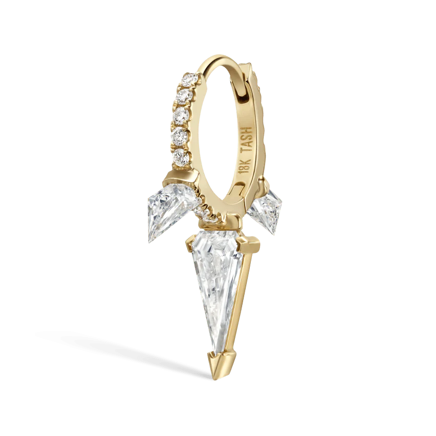 Silhouette Diamond Triple Long Spike Eternity Hoop Earring - Image 18