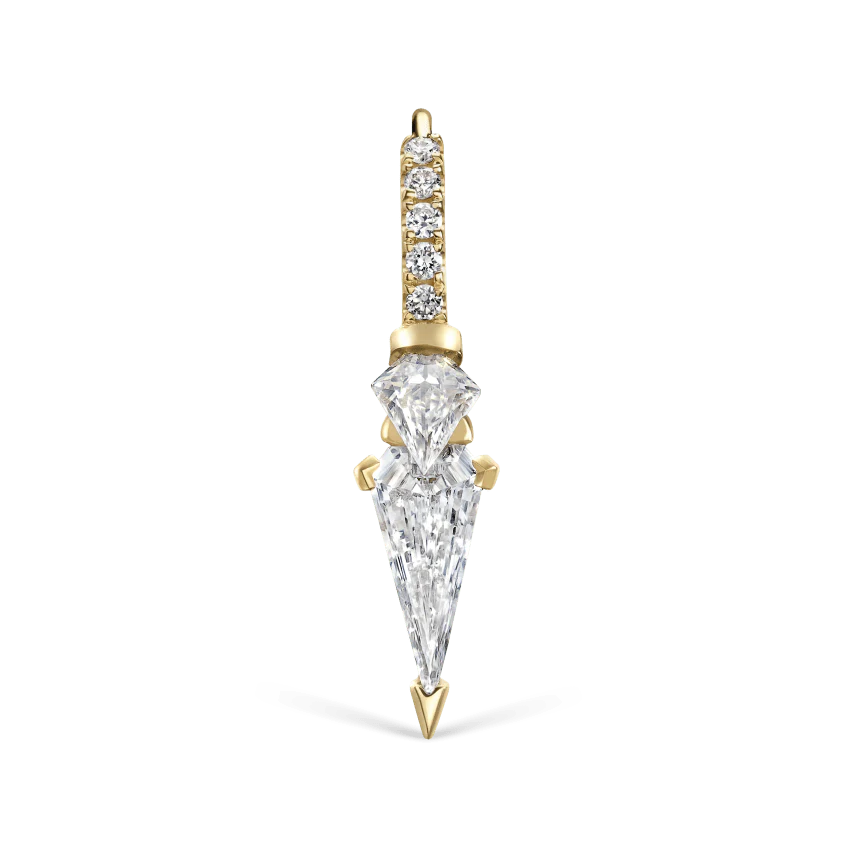 Silhouette Diamond Triple Long Spike Eternity Hoop Earring - Image 21