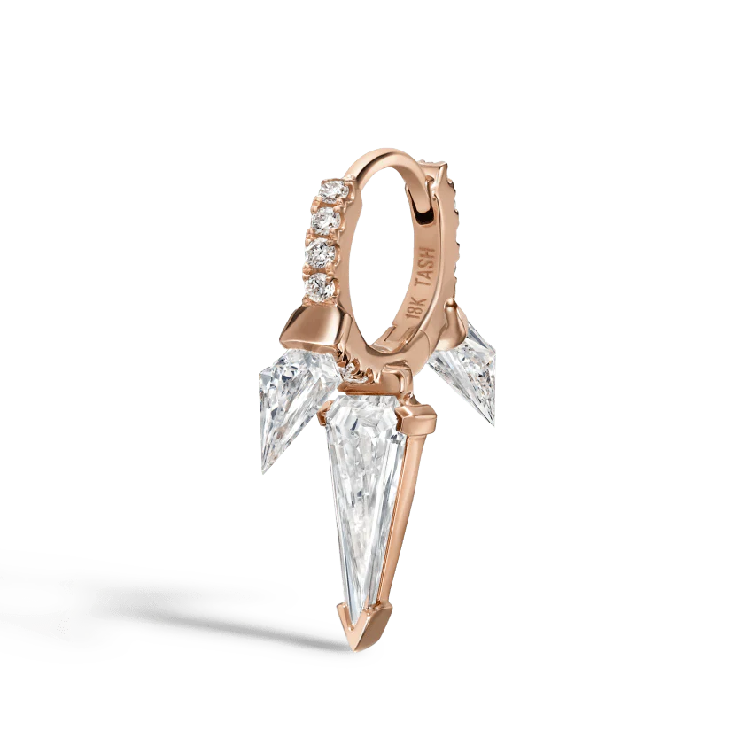 Silhouette Diamond Triple Long Spike Eternity Hoop Earring - Image 24