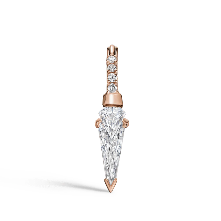Silhouette Diamond Triple Long Spike Eternity Hoop Earring - Image 25