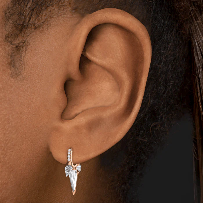 Silhouette Diamond Triple Long Spike Eternity Hoop Earring - Image 28