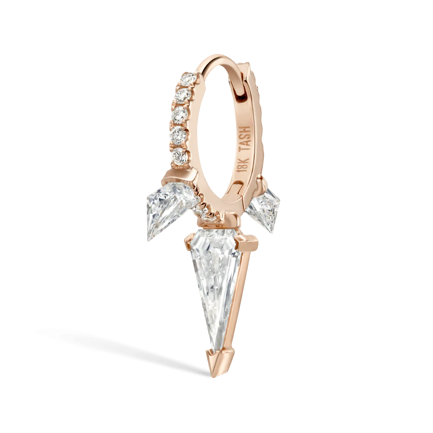 Silhouette Diamond Triple Long Spike Eternity Hoop Earring - Image 29