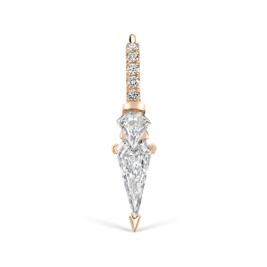 Silhouette Diamond Triple Long Spike Eternity Hoop Earring - Image 32