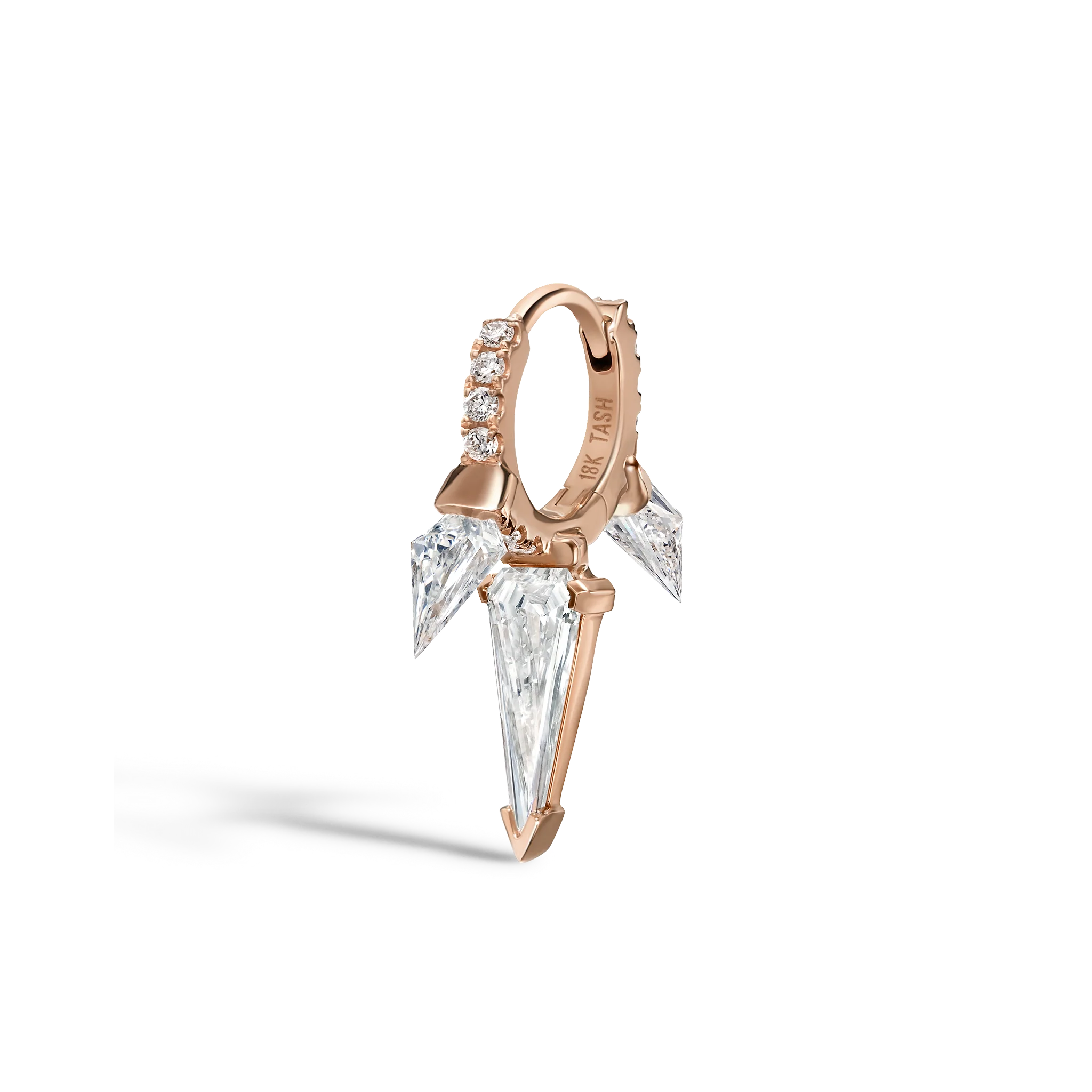 Silhouette Diamond Triple Long Spike Eternity Hoop Earring - Image 35