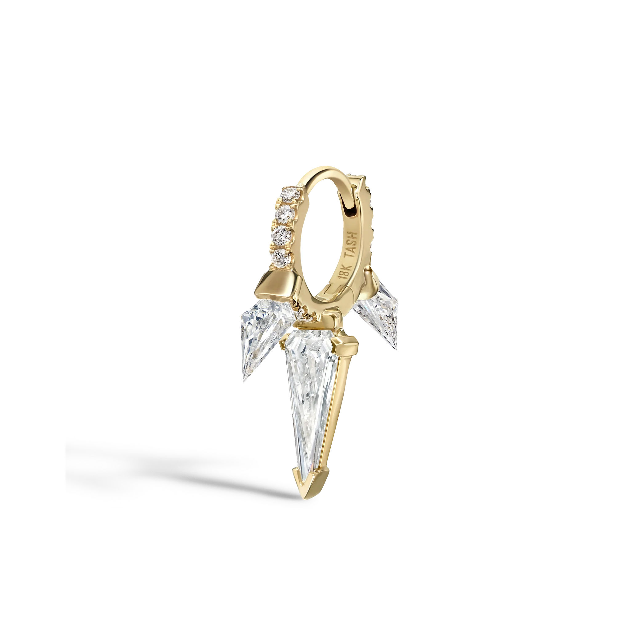 Silhouette Diamond Triple Long Spike Eternity Hoop Earring - Image 37