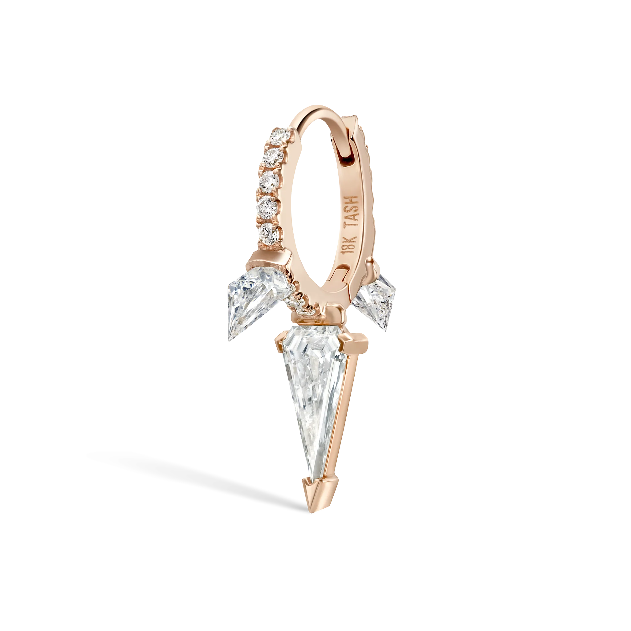 Silhouette Diamond Triple Long Spike Eternity Hoop Earring - Image 38
