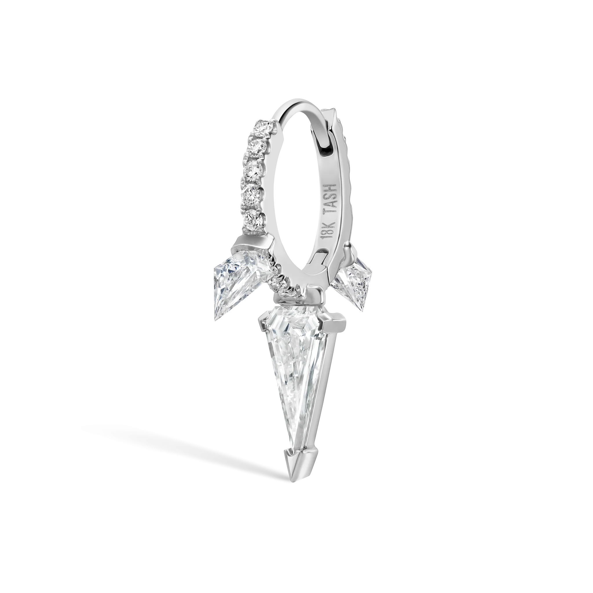 Silhouette Diamond Triple Long Spike Eternity Hoop Earring - Image 39