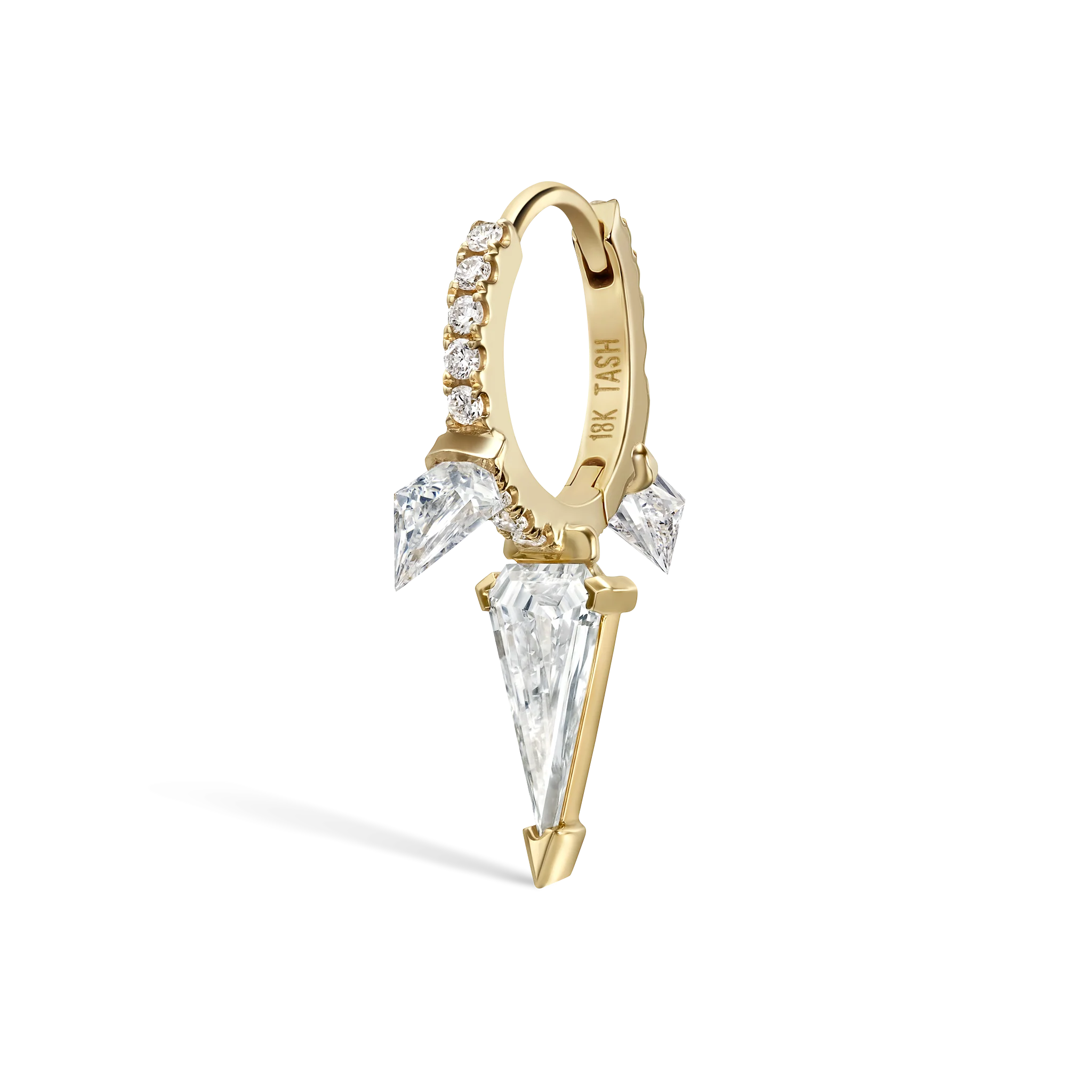 Silhouette Diamond Triple Long Spike Eternity Hoop Earring - Image 40