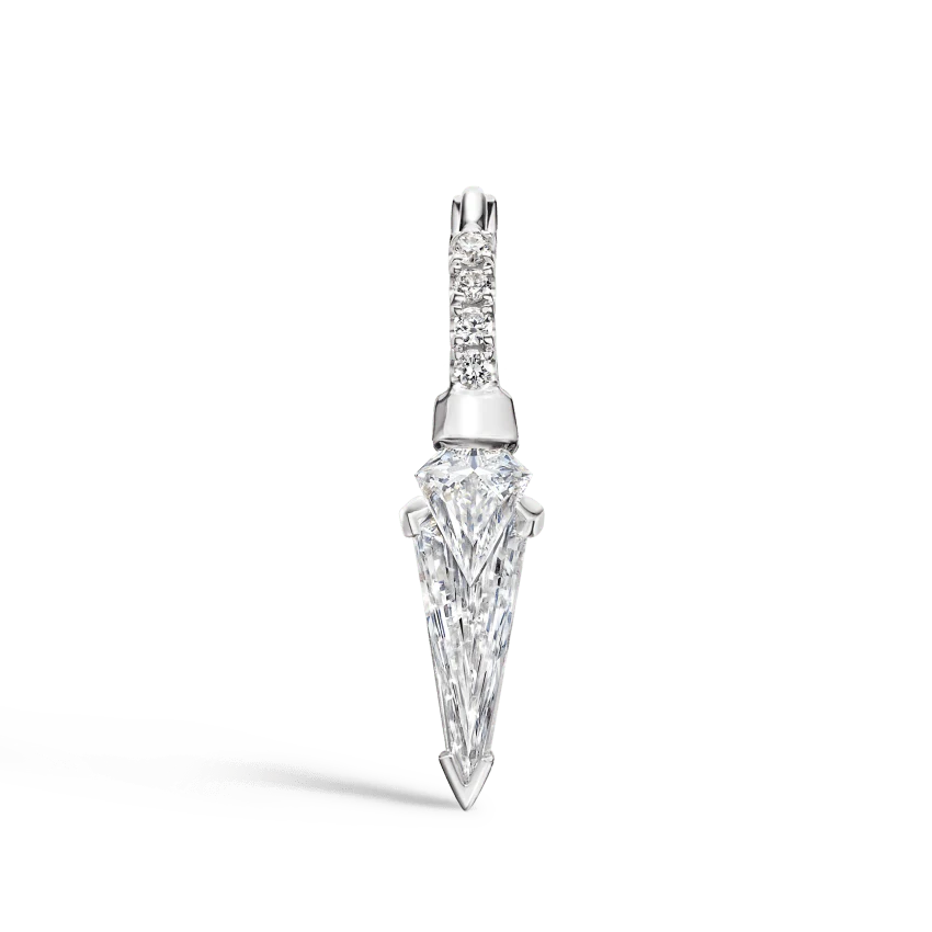 Silhouette Diamond Triple Long Spike Eternity Hoop Earring - Image 5