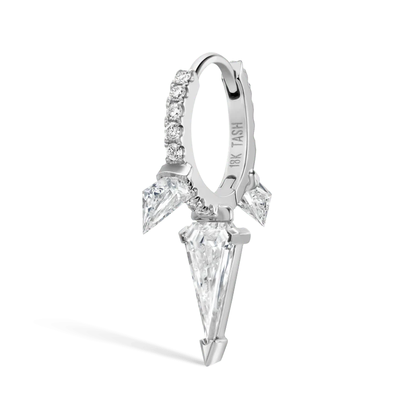 Silhouette Diamond Triple Long Spike Eternity Hoop Earring - Image 9