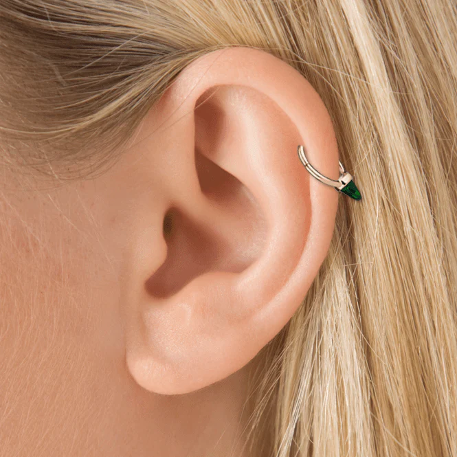 Single Short Black Opal Spike Hoop Earring - Image 3