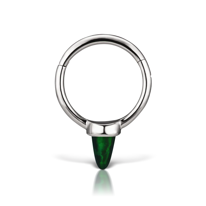 Single Short Black Opal Spike Hoop Earring - Image 4