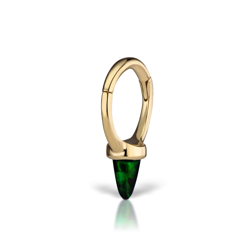 Single Short Black Opal Spike Hoop Earring - Image 7