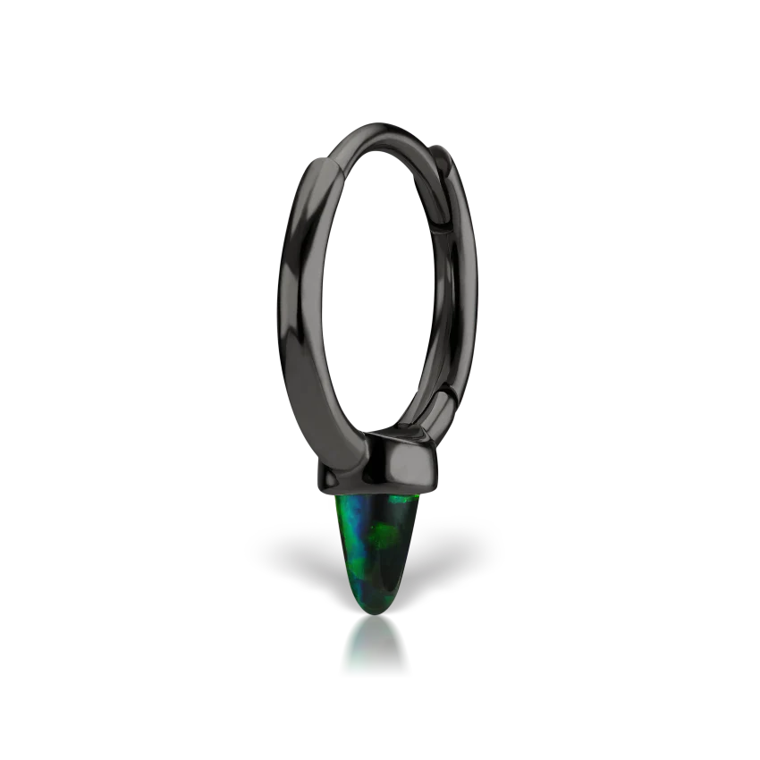 Single Short Black Opal Spike Hoop Earring (Non-Rotating) - Image 10