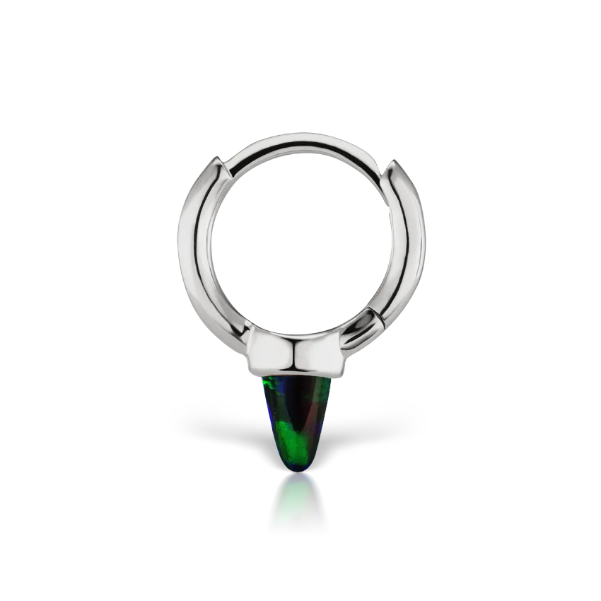 Single Short Black Opal Spike Hoop Earring (Non-Rotating) - Image 3