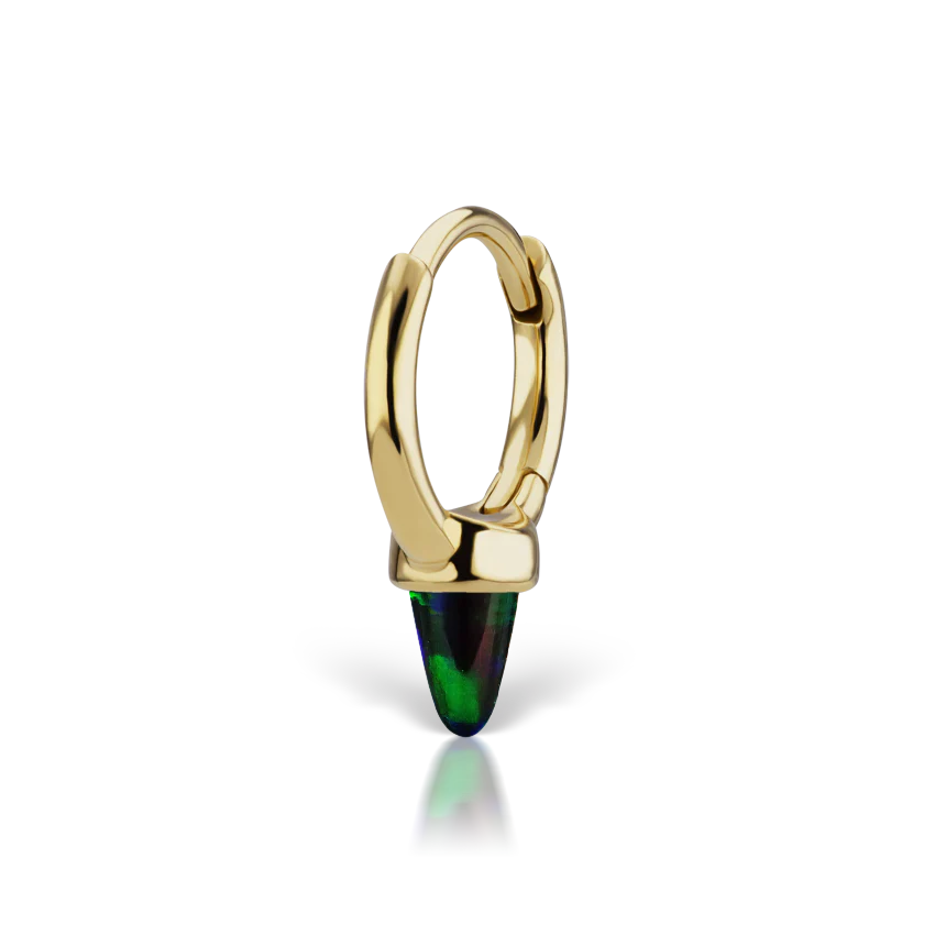 Single Short Black Opal Spike Hoop Earring (Non-Rotating) - Image 4