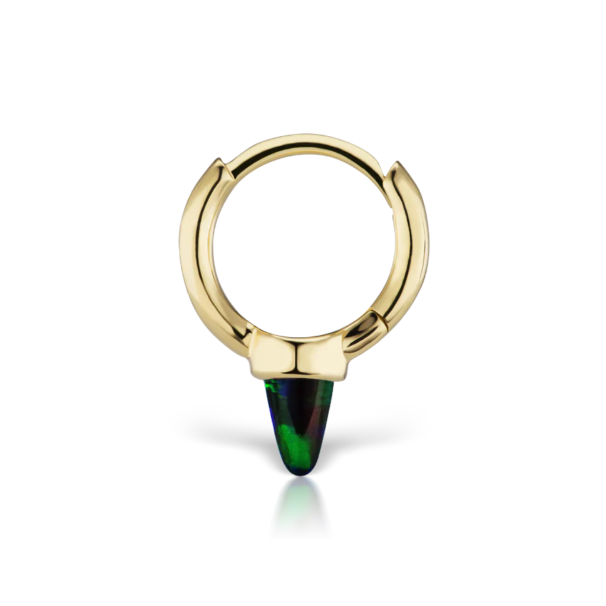 Single Short Black Opal Spike Hoop Earring (Non-Rotating) - Image 5