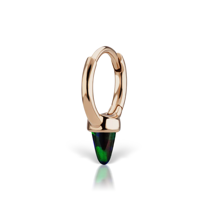 Single Short Black Opal Spike Hoop Earring (Non-Rotating) - Image 6