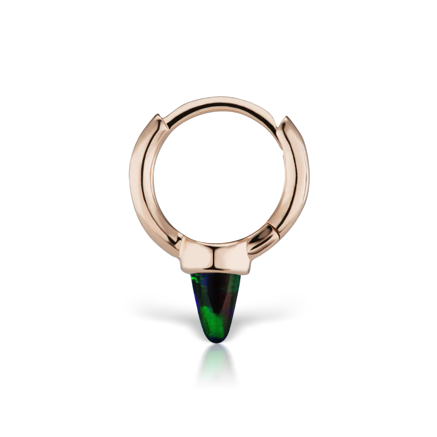 Single Short Black Opal Spike Hoop Earring (Non-Rotating) - Image 7