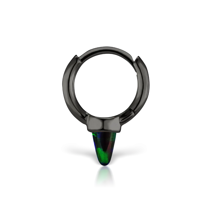 Single Short Black Opal Spike Hoop Earring (Non-Rotating) - Image 9