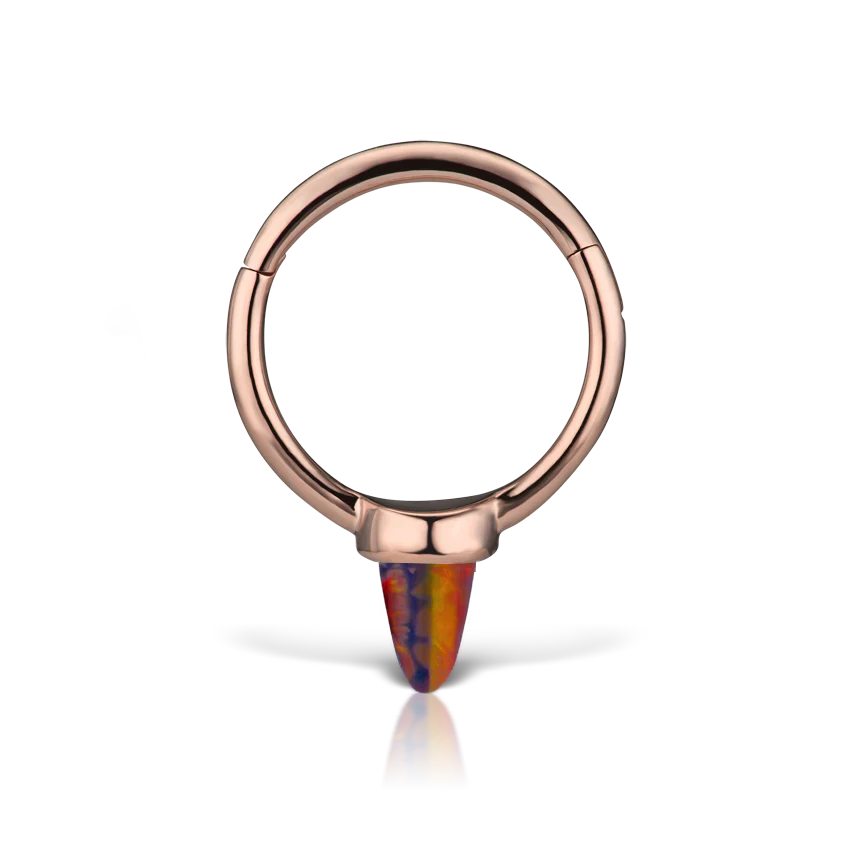 Single Short Black-Red Opal Spike Hoop Earring - Image 10