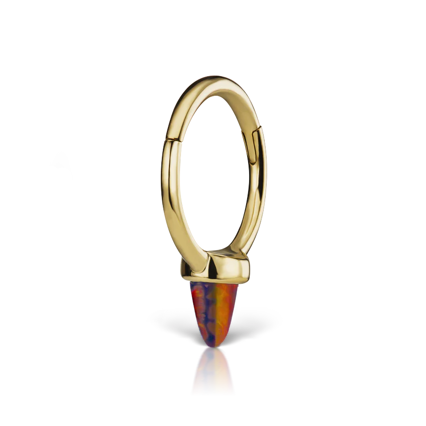 Single Short Black-Red Opal Spike Hoop Earring - Image 6