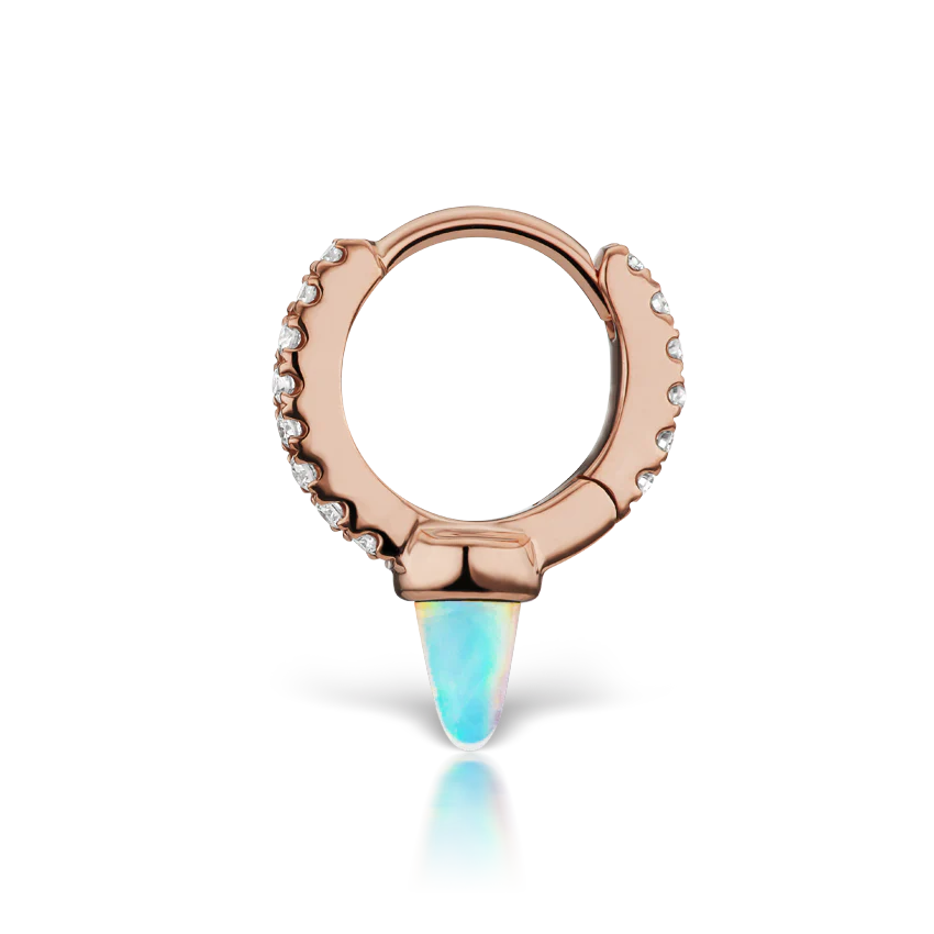 Single Short Opal Spike Diamond Eternity Hoop Earring - Image 22