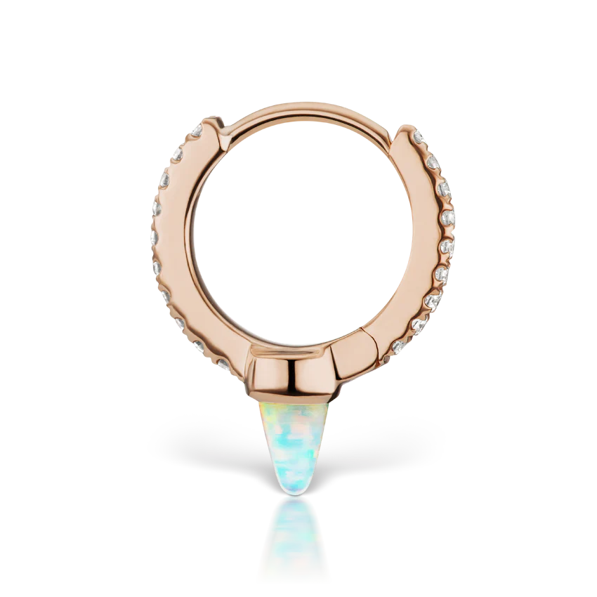 Single Short Opal Spike Diamond Eternity Hoop Earring - Image 26