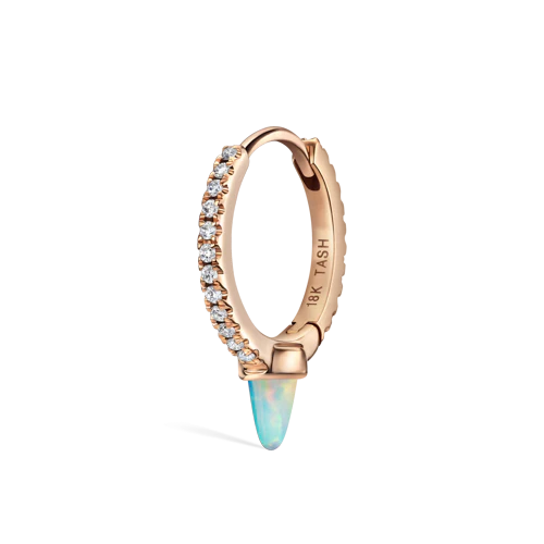 Single Short Opal Spike Diamond Eternity Hoop Earring - Image 27