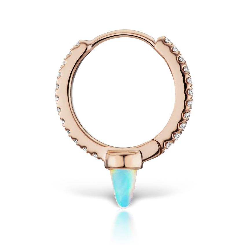 Single Short Opal Spike Diamond Eternity Hoop Earring - Image 29