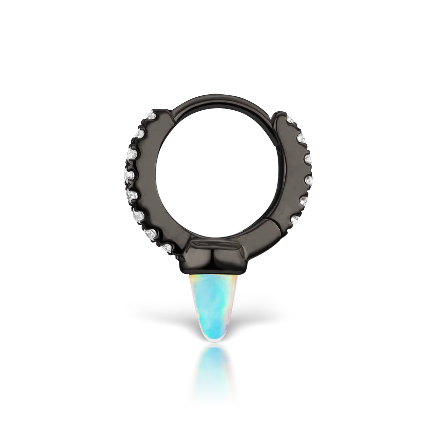 Single Short Opal Spike Diamond Eternity Hoop Earring - Image 32