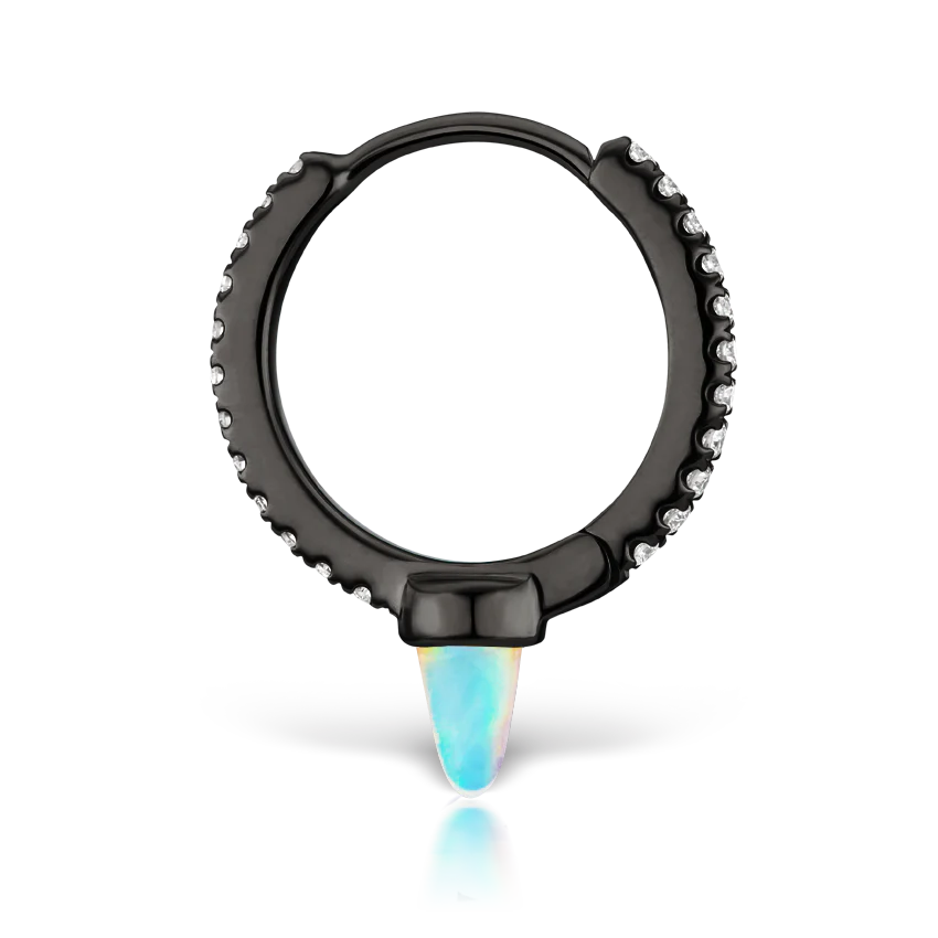 Single Short Opal Spike Diamond Eternity Hoop Earring - Image 38