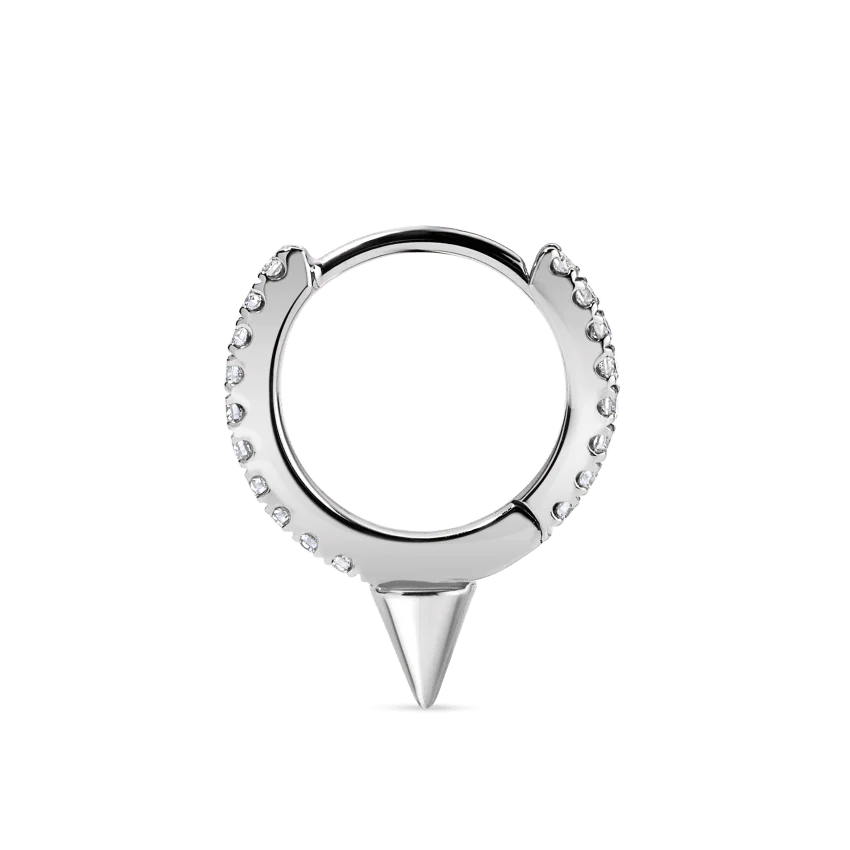 Single Short Spike Diamond Eternity Hoop Earring - Image 11