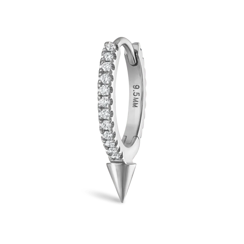 Single Short Spike Diamond Eternity Hoop Earring - Image 12