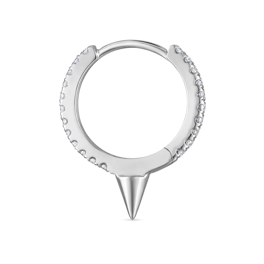 Single Short Spike Diamond Eternity Hoop Earring - Image 16