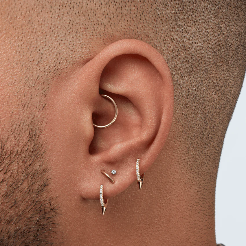 Single Short Spike Diamond Eternity Hoop Earring - Image 25