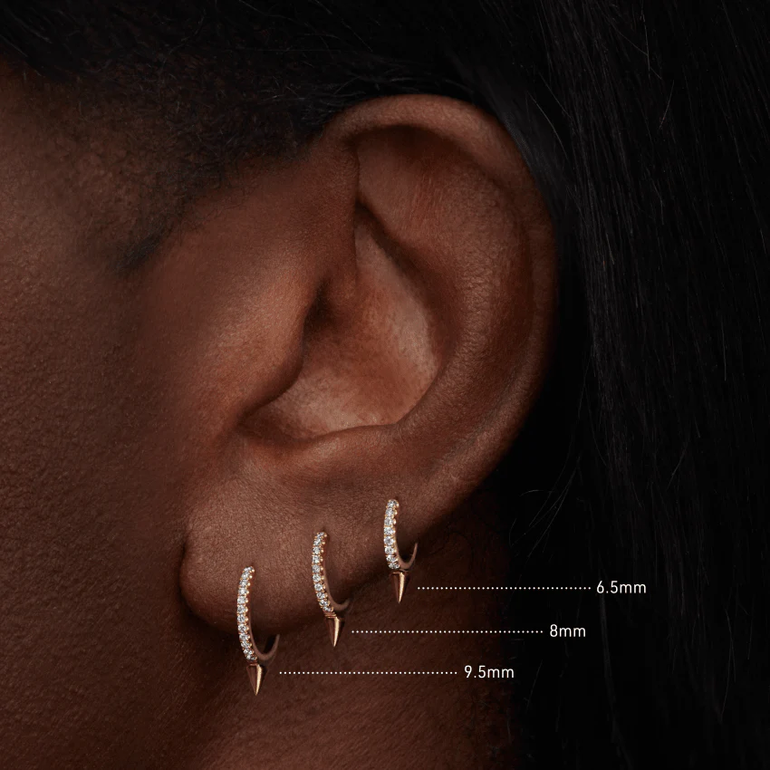 Single Short Spike Diamond Eternity Hoop Earring - Image 3
