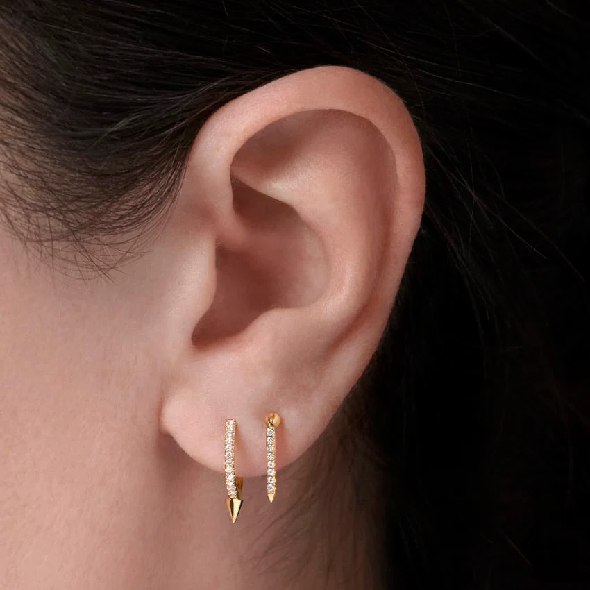 Single Short Spike Diamond Eternity Hoop Earring - Image 30