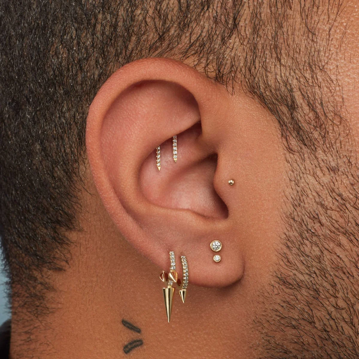 Single Short Spike Diamond Eternity Hoop Earring - Image 31
