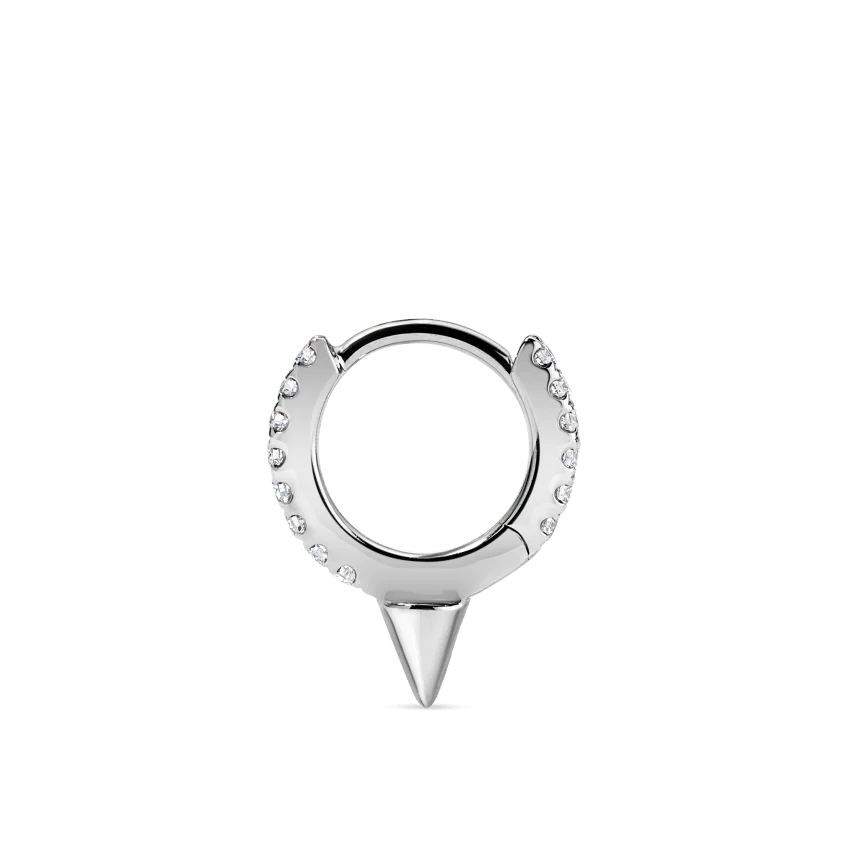 Single Short Spike Diamond Eternity Hoop Earring - Image 4