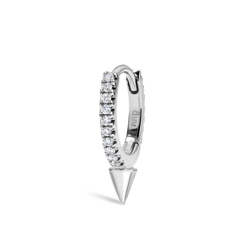 Single Short Spike Diamond Eternity Hoop Earring - Image 5