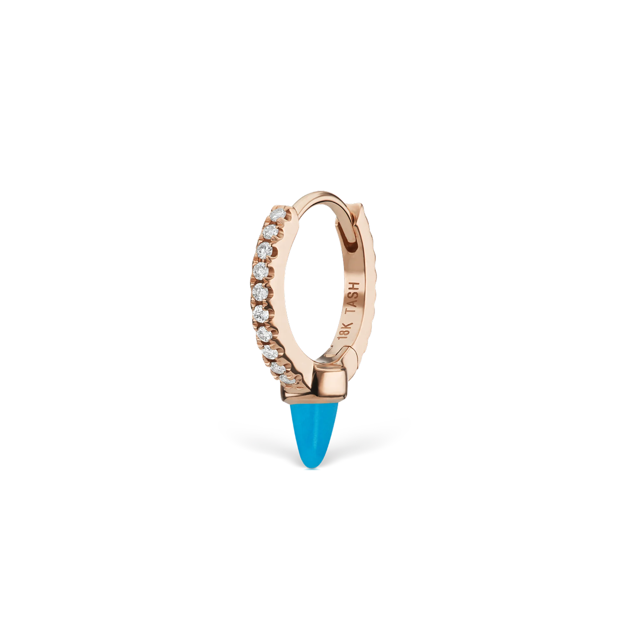 Single Short Turquoise Spike Diamond Eternity Hoop Earring - Image 22