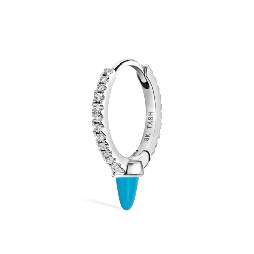 Single Short Turquoise Spike Diamond Eternity Hoop Earring - Image 5