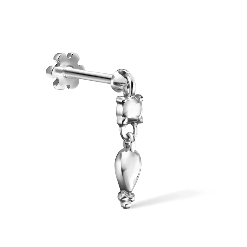Single Tassel Threaded Charm Earring With Titanium Backing - Image 3