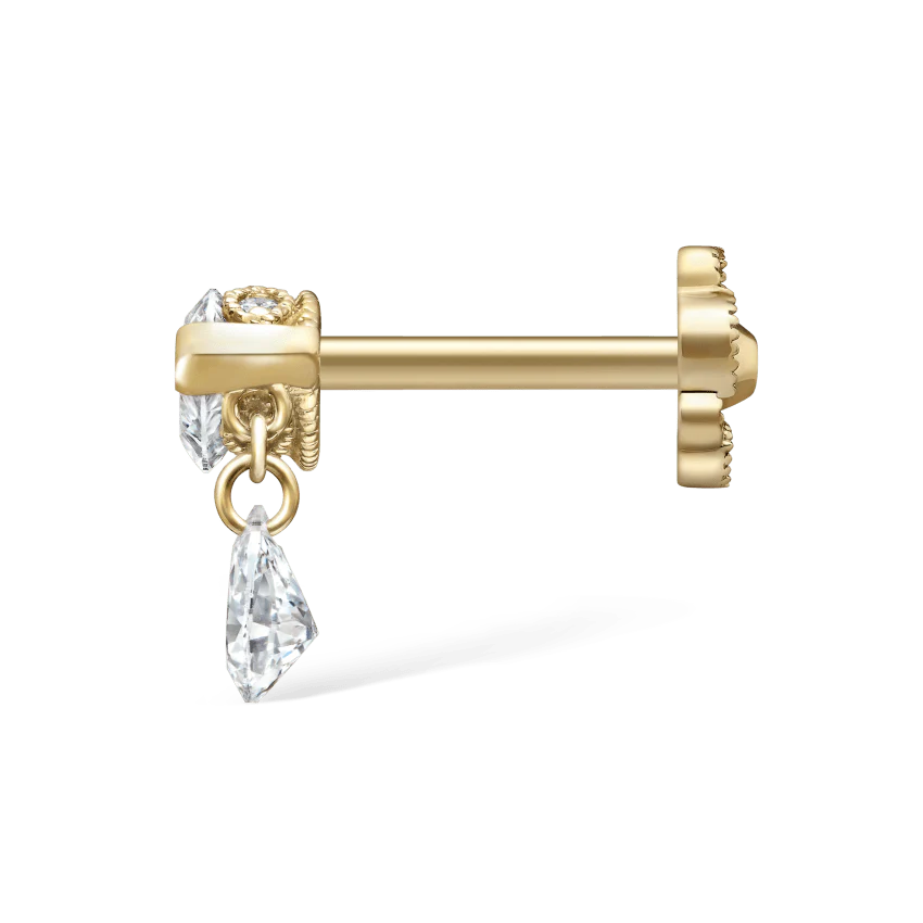 Single Teardrop Marquise Diamond Threaded Stud Earring - Image 15