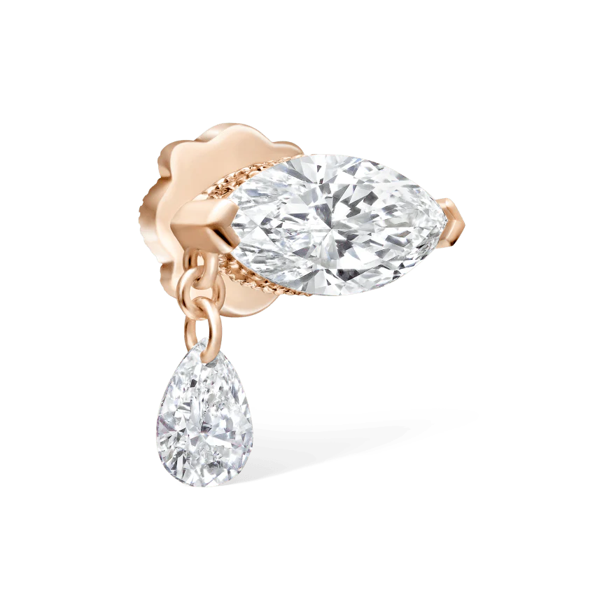 Single Teardrop Marquise Diamond Threaded Stud Earring - Image 16